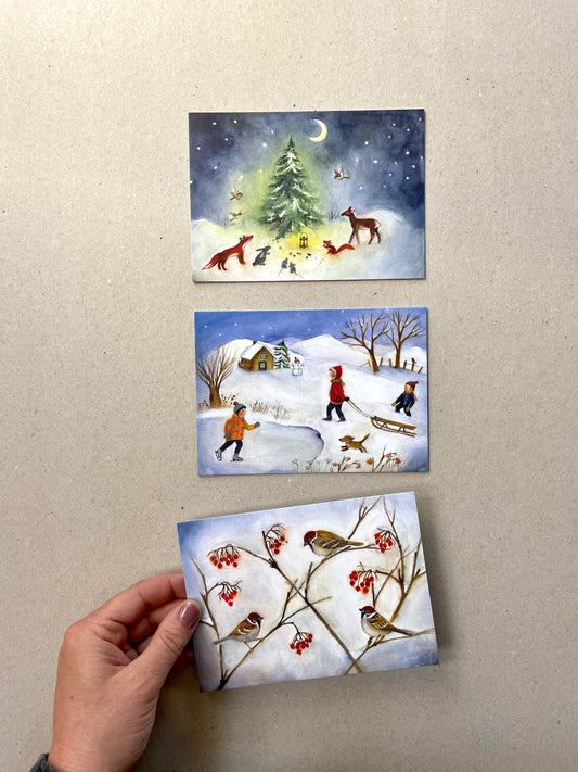 Kunstkarten Set "Winter" ( 3 Postkarten A6 )