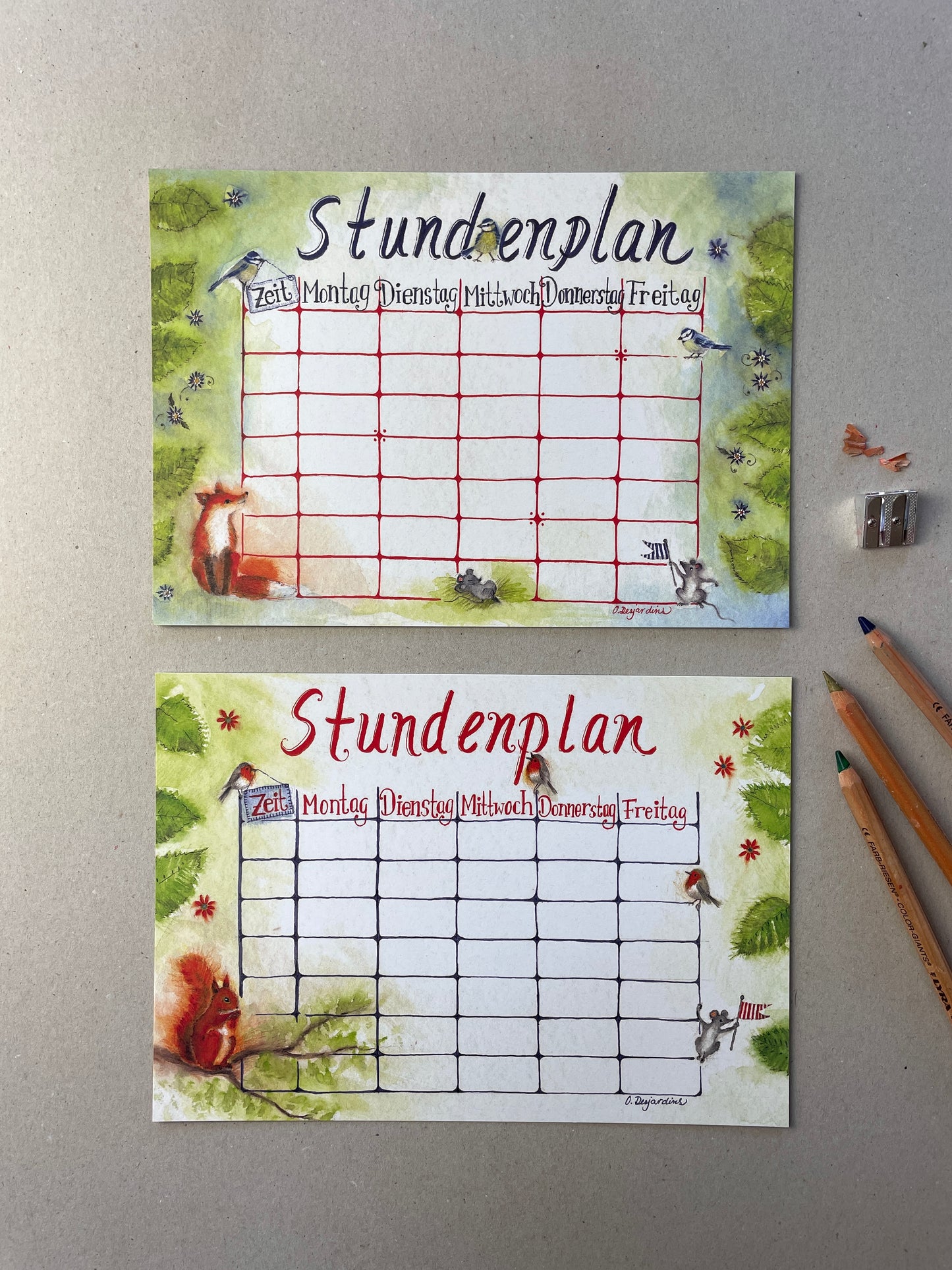 Stundenplan / Stundenpläne ( Set a 2 Stück Din A4 )