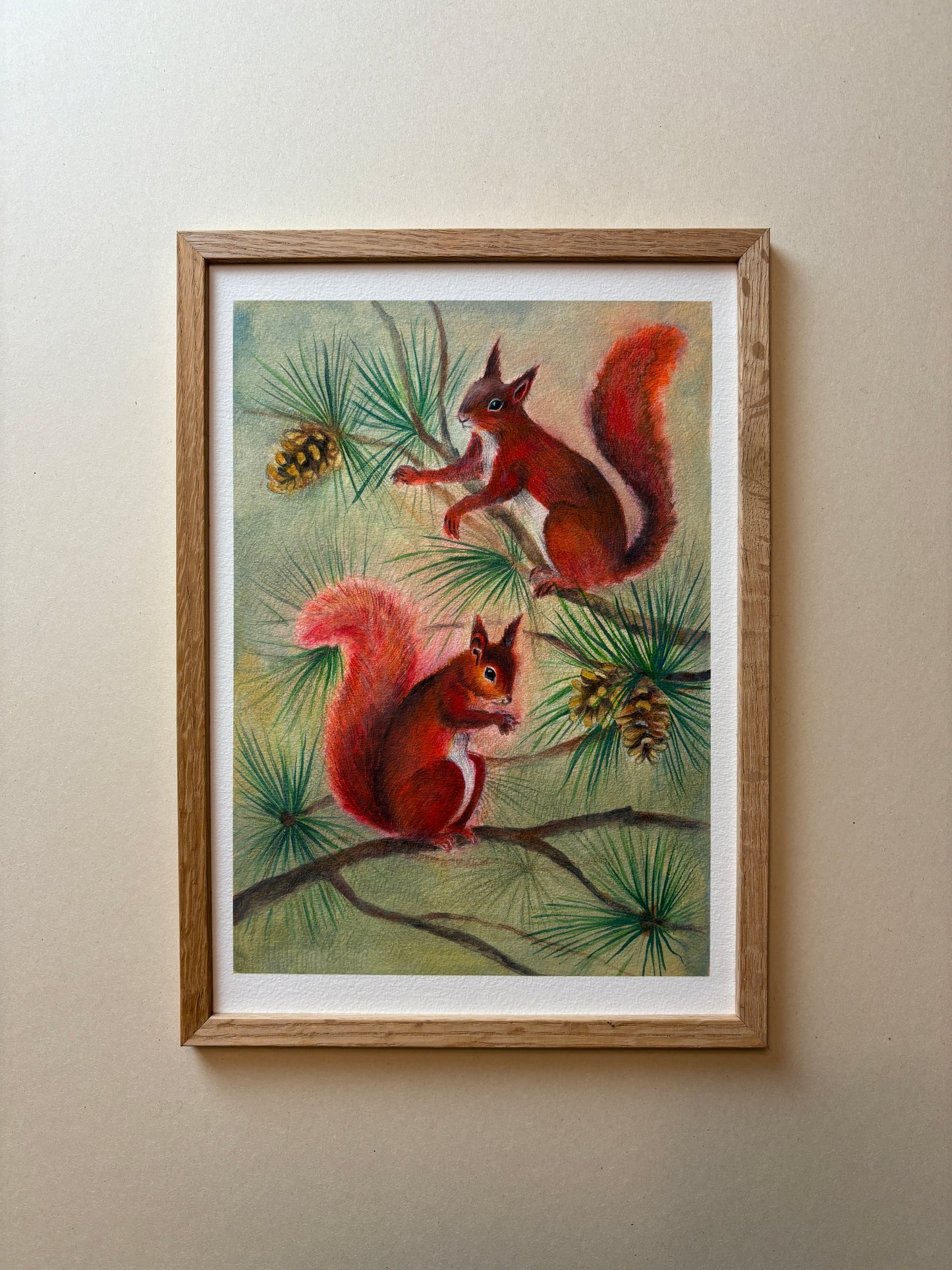 A4 Kunstdruck "Eichhörnchen" mit Rahmen