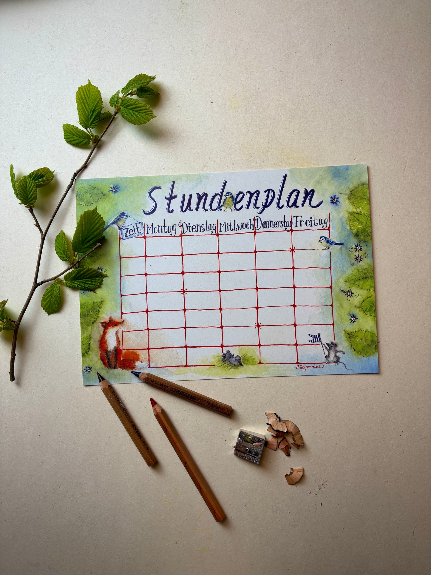 Stundenplan A4 "Fuchs" zum ausdrucken