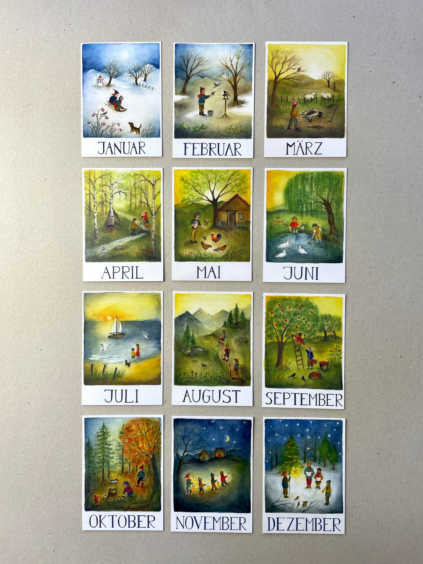 Postkarten Set "12 Monate" ( 12 Monatspostkarten A6 )