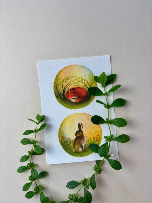 Wunderschöne Tiermotive "Fuchs und Hase" zum ausdrucken