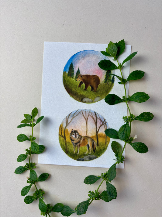Wunderschöne Tiermotive "Bär und Wolff" zum ausdrucken