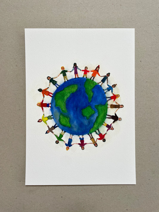 A4 Kunstdruck "Menschen und Erde" ohne Rahmen