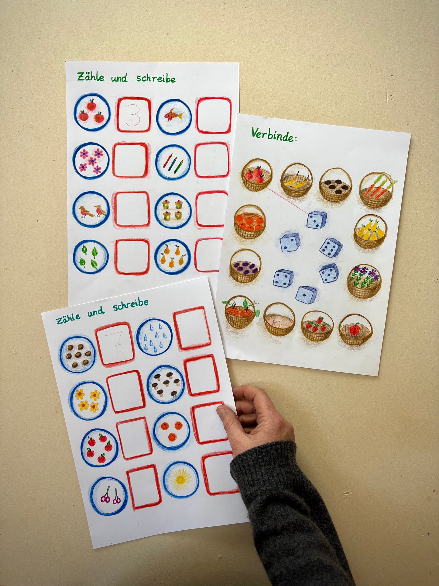 Zähle und schreibe 1,  3 Arbeitsblätter (PDF)