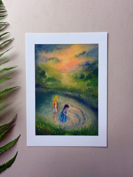 A4 Kunstdruck "Kinder am Wasser" ohne Rahmen