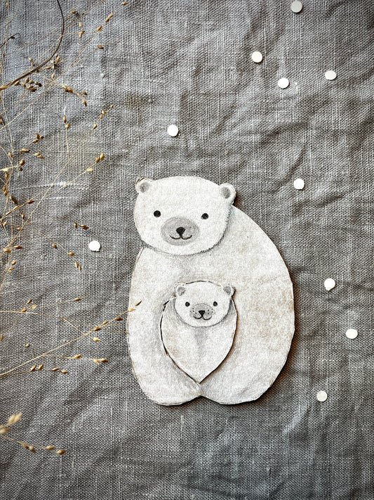 Gratis Bastelvorlage "Eisbär mit Jungem"